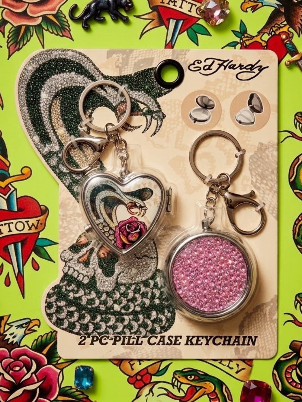 Ed Hardy Pill Case Keychain Set